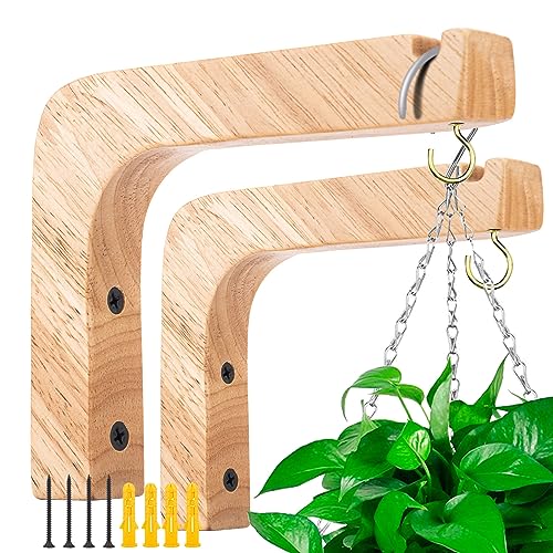 6 Inch 2 Pack Wooden Wall Hooks, Plant Hangers, Burlywood Color - color: Burlywood Color