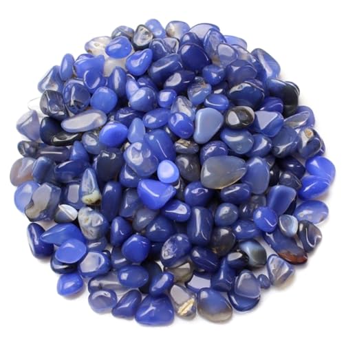 1 LB (460g) Natural Polished Crushed Agate Stones Chips, Blue - color: Blue