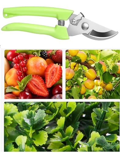 Garden Flower Shears Pruning Shears 6.9 inches Scissors Heavy Duty Plant Scissors for Cutting Flowers, Trimming Plants, Bonsai, Fruits Picking (Green Handle) - style: Green Handle
