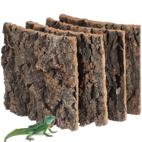 Totority Cork Bark Background, Natural Terrarium Backdrop,4Pcs | 3D Tree Bark Wall Decor for Bearded Dragon, Gecko, Lizard, Frog Enclosure & Aquarium, Easy-Place Habitat