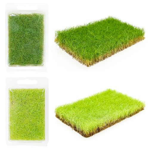 Woohome 2 PCS Model Grass Tufts Resin Static Scenery Model, Artificial Grass for Building Model, DIY Miniature Train Landscape Terrain Railway Scenery Decorations, Green - color: Color 11