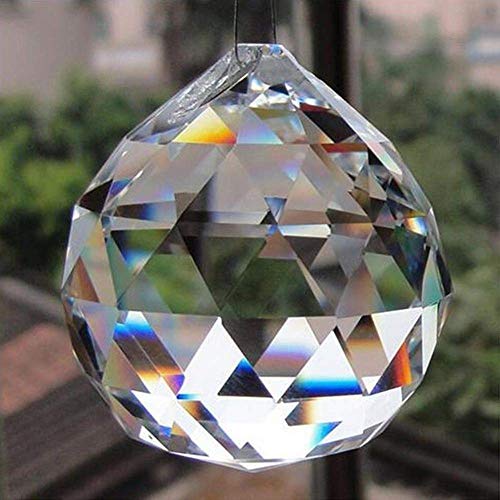 Petrichor Clear Crystal Hanging Ball Feng Shui Prisms Sun-Catcher Window Decorative Good Luck Prosperity - Home Decoration/Gifting (40 MM) - size: 40 MM