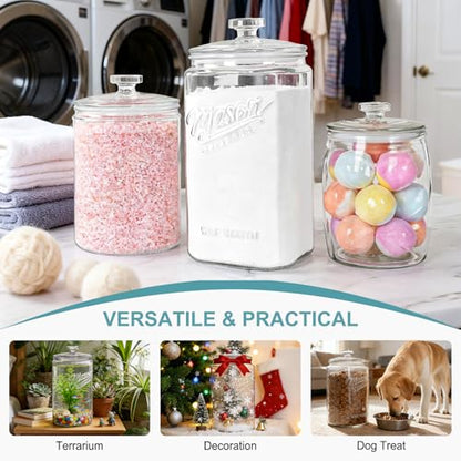 Ritayedet 1 Gallon Glass Cookie Jar with Airtight Lid, Wide Mouth Mason Jar | Wide Mouth, Kitchen Canister for Candy, Coffee, Dog Treat Storage, Terrarium, Apothecary, Laundry Room, BPA Free, Durable - size: 1 Gallon, 1 Pack