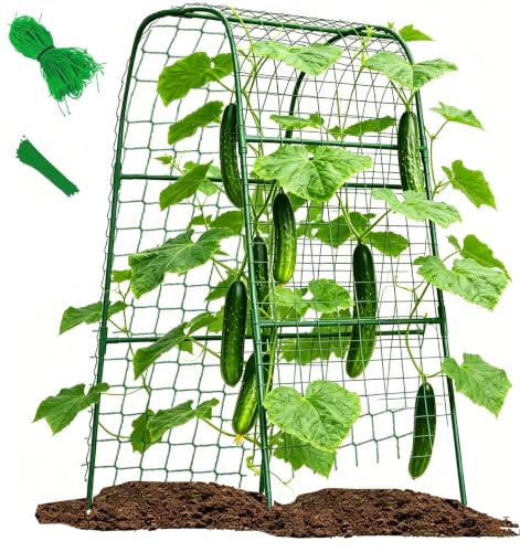 U-Shape Cucumber Trellis for Raised Bed, Garden Trellis for Climbing Plants Outdoor, Metal Arch Plant Support, Vegetables Trellis for Squash Grape Pea Bean Vines Flower 47x15.7in