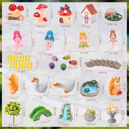 Miniature Fairy Garden Kit 27Pcs Cute Mushroom Figurines & Plants Set Fairy Garden Accessories Tiny Furniture Decor for Terrarium Potted Plant Ornament for Home Desk