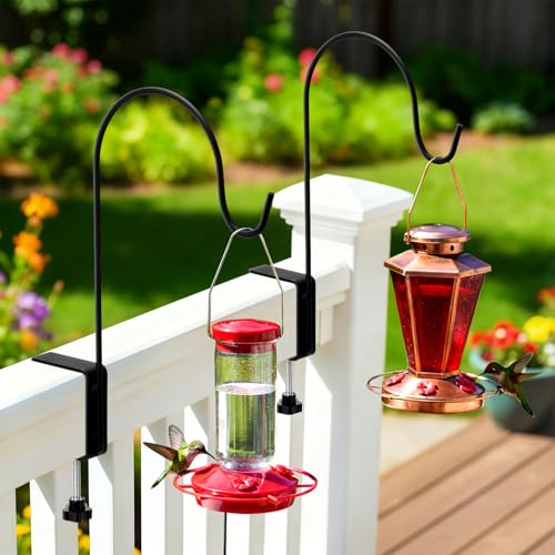 2 Pcs 11 Inch Deck Hook for Bird Feeder Deck Railing Plant Hanger with 3 Inch Strengthened Clamp Adjustable Outdoor Plant Holder for Hanging Bird Feeder Flower Pot Birdhouse - size: 11 Inch