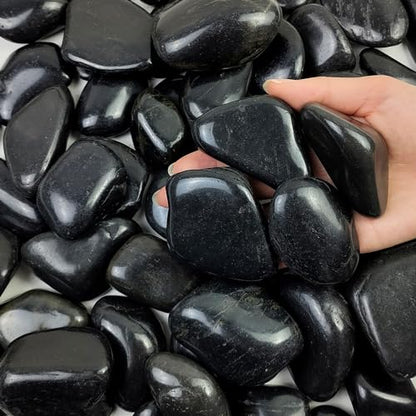 FANTIAN 10 lbs Black Pebbles for Landscaping, 2-3 Inch Rocks for Plants | Polished River Rocks Stone for Plant Indoor, Vase, Aquarium, Garden, Fountain, Outdoor, Planter Filler for Artificial Plants - size: 2-3 inch, style: 10.0 Pounds