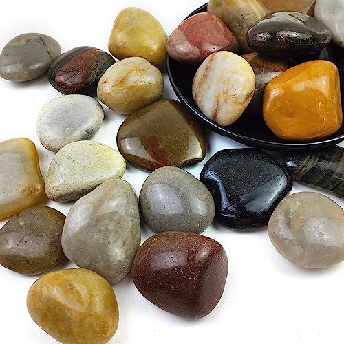 5LB Mixed Color River Rocks - 2-3 inch High Polished Decorative Pebbles, Stones for Landscaping,Natural River Rocks for Outdoor Décor, Plants,Vase Filler,Fish Tank - size: 5LB, style: Mixed Color