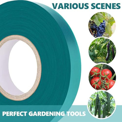 Easytle Garden Tie Tape 0.45" 290 Ft, Stretch Tie Tape Roll, Sturdy Plant Ribbon Garden Green PVC Plastic Stake Gardening Tools for Indoor Outdoor Patio Plant Use - size: 290 ft