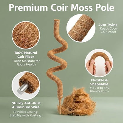 30 Inches Bendable 2 Pack Moss Pole Monstera Plant Support Stakes - Moss Poles for Climbing Plants, Plant Stakes for Indoor Plants - Coco Coir Pole Moss Stick for Monstera, Pothos. - size: 2 x 30 In (Bendable)