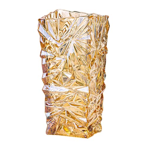 Modern Glass Vases Ice Cracking Style Flower Vase Desktop Ornaments Propagation Station Plant Holder for Home Wedding Decor (Ice Crack, Amber) | Propagation Station Plant Holder for Home Wedding Decor (Amber, Ice Crack) - color: Amber, size: Ice Crack