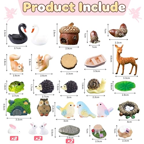 147Pcs Fairy Garden Kit Complete Miniature Figurines Accessories Set with Exclusive Mini Coffee Cups Butterflies DIY Resin Fairy House Mushrooms Animals Trees Decor for Indoor Outdoor Lawn Plant Pots
