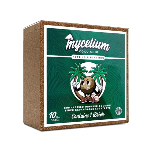 Mycelium Coco Coir Brick I Expandable Organic Coconut Fiber Substrate I Plants Potting Soil Mix for Indoor & Outdoor Gardening, Succulents & Cactus I OMRI Certified & Non-GMO Soil Alternative, 10lbs - style: Indoor Plants