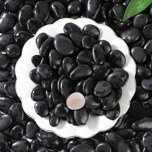 SIDONG 10 LB Black River Rocks, 0.4-1.2 Inches Highly Polished Pebbles for Indoor Plants, Decorative Stones for Plants, Fish Tank, Vases, Home Décor, Crafting, Garden Landscaping - color: Black, size: 10 lbs,0.4-1.2inch