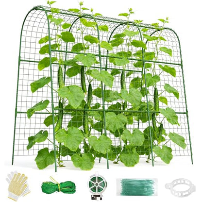 Cucumber Trellis for Raised Bed 48" L x 48" H U-Shape Garden Trellis for Climbing Plants Outdoor, Metal Arch Trellis for Vegetables, Plant Support for Tomato Pea Zucchini Grape Flowers - size: 120" Lx120" H