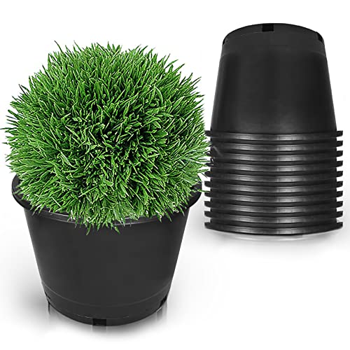 10-Pack 10 Gallon Round Planter Nursery Pots, Flower Plant Container Injection Molded Plastic Nursery Pots Gardening Pots for Indoor Outdoor Vegetables, Succulents, Black - color: Black, size: Round-10Gallon-10pcs