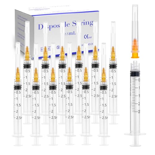 100 Pack 2.5ml Syringes with 25 Gauge 1 inch, Sterile Luer Lock Lab Syringes for Scientific Measuring and Refilling, Individual Package - color: 100 Pack, size: 2.5ml 25Ga 1"(Luer Lock)