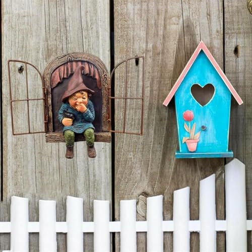 7.1-inch Elf Out The Door Tree Hugger,Fairy Garden Gnome Statue, Hanging Resin Gnome Figurine,Whimsical Tree Sculpture,Garden Peeker Statue,Ideal Patio Yard Lawn Porch Decoration - style: Women