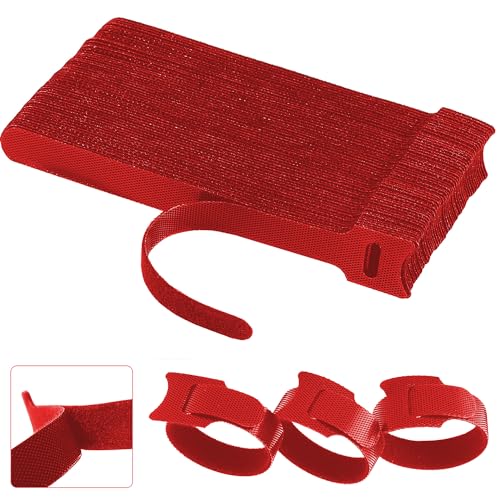 California JOS 60 PCS 6 Inches Reusable Cable Ties, Wire Ties, Cord Organizer, Cable Organizer, Adjustable Cable Management - Red - color: Red