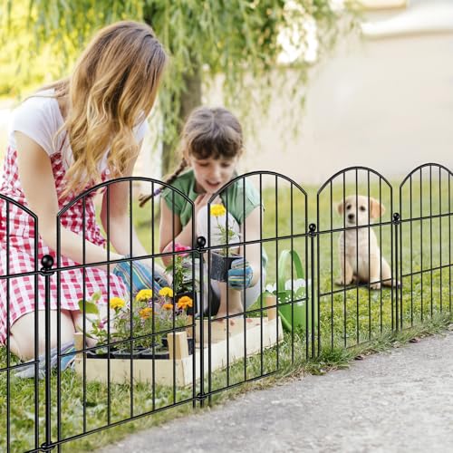 Metal Garden Fence 17 in x 10 ft, Small Animal Barrier Fencing for Pets - size: 17"Hx10ft (10 Panels)