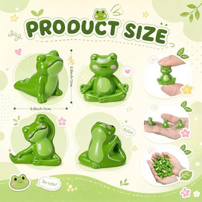 Outus 60pcs Mini Resin Frog Yoga Figurines Zen Meditating Tiny Frog Statue | Miniatures Meditating Green Frog Decor, Small Yoga Figurine Bulk, Fairy Garden Accessories, Spa Home Tabletop Decor