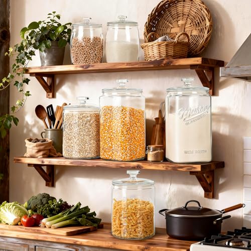 Ritayedet 2 Pack 1 Gallon Cookie Jars, Sourdough Starter Jar with Lids | Wide Mouth Food Storage Containers for Flour, Sugar, Sourdough Starter, Candy, Coffee, Dog Treat, Apothecary, Laundry - size: 1 Gallon, 2 Pack
