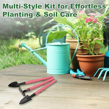 M METERXITY 1-Set Mini Gardening Tools, Stainless Steel Miniature Gardening Rake, Trowel, and Shovel for Seedlings/Bonsai/Succulents/Herbs/Terrariums and Planting, Mini Shovel [Pink] - color: Pink