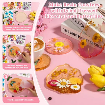 231 PCS Pressed Flowers Bulk for Resin Crafts, Dried Pressed Flowers Butterfly Stickers with Tweezers Real Natural Dry Wildflowers for Resin Molds DIY Art Candle Phone Cases Bookmark Jewelry Making - color: 230 Pcs Pressed Flowers Butterfly Stickers