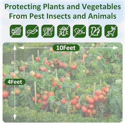 Ultra Fine Garden Netting, 4x25Ft Mesh Plant Netting Pest Barrier for Garden Protection Row Cover Raised Bed Screen Mesh Greenhouse Mosquito Net, Protecting Tree Plants Vegetable Flowers Fruits - color: White 4x25ft