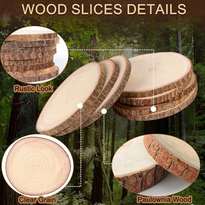 Adrattnay 8pcs Wood Slices for Centerpieces 12-13Inches | Round Paulownia Wood Circles for Table Decor, Rustic Wedding, Baby Shower, Party, Home Decoration and DIY Crafts
