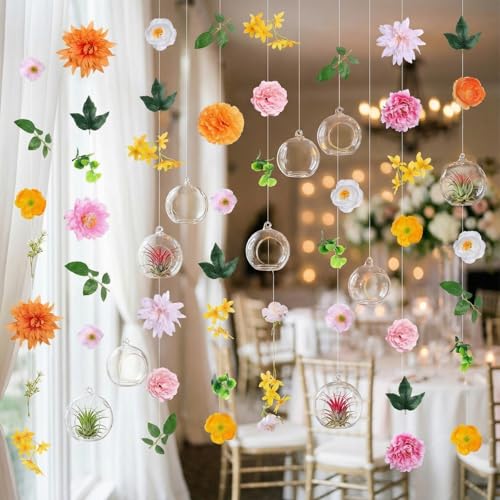 GlikCeil 18 Pcs Hanging Glass Globes 3.15" Tealight Holders Garlands | Round Orbs for Wedding Table Centerpiece, Arch Garden Decor, Air Plant Terrariums, Tea Light Display, Event Decoration