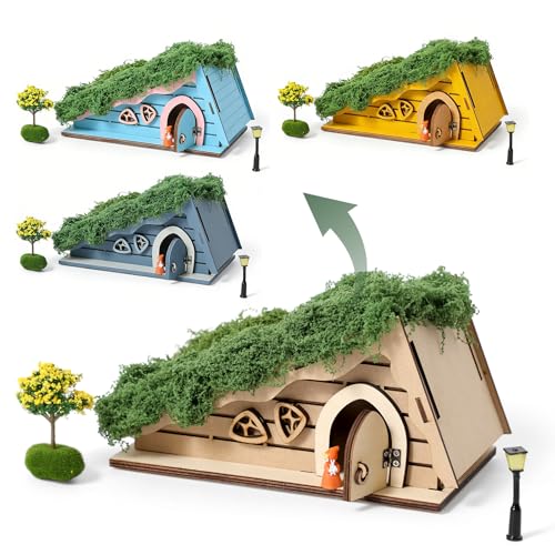 Miniature Fairy Garden House, DIY Wooden House Building Kits, Magical Fairy Doors Handmade Christmas Decorations, Gifts for Family and Friends
