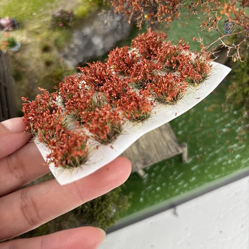 15 Pcs 10mm Miniature Wild Flower Plants - Diorama, Train, Railway Track, Car & Scene Model Decorations (Autumn Red) - color: Autumn Red