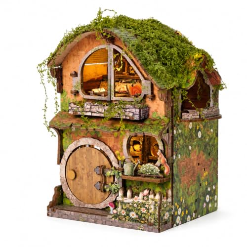 Spilay DIY Miniature House Kit, Forest Fairytale Cottage Dollhouse Kit - color: Green Vine Cottage