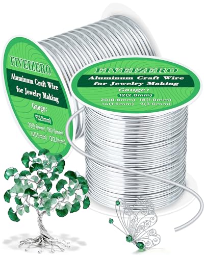 FIVEIZERO 12&9 Gauge Wire Aluminum Craft Wire,Sliver Jewelry Wire | Bendable Metal Wire;2mm/3mm Wire for Jewelry Making,Wire Wrapping,Floral Sculptures,Clay & Christmas Ornaments Crafting - size: 12+9 Gauge