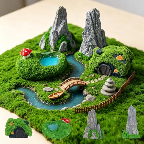 4 Pcs Mini Rockery Ornament Set, Resin Micro Landscape Decor(Style 2) - color: Multicolor 2
