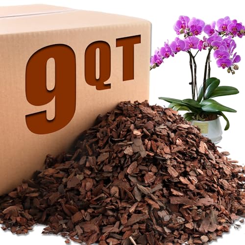 AVALUTION Orchid Potting Bark-9QT Organic Orchid Bark for Plants, All Natural Pine Bark Wood Chips Orchid Bark Potting Mix for Houseplant Mulch, Help Orchid Plants Root Health Development - color: Small, size: 9 Quarts