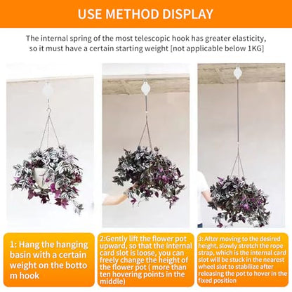 3Pcs Retractable Plant Hanger - Upgrade Plant Pulleys for Hanging Plants, Easy to Raise and Lower, Suitable for Garden Flower Pots, Hanging Planter, Bird Feeder (3Pcs-White) - color: 3pcs-white