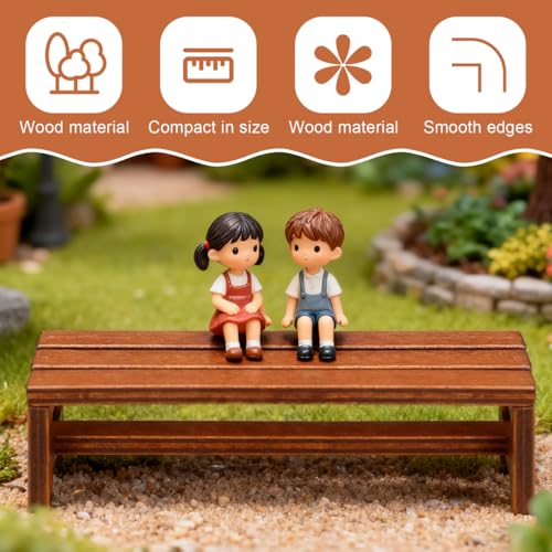 ibasenice 2Pcs Miniature Wooden Bench Mini House Decor Dolls House Bench Realistic Chair Model Prop Dollhouse Furniture for Bedroom Living Room Kitchen Display