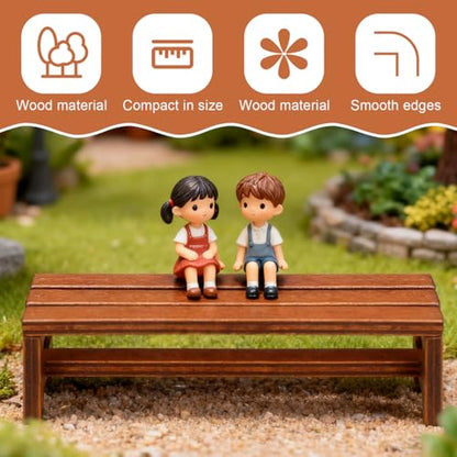 ibasenice 2Pcs Miniature Wooden Bench Mini House Decor Dolls House Bench Realistic Chair Model Prop Dollhouse Furniture for Bedroom Living Room Kitchen Display