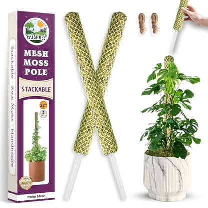 DUSPRO 2 Pack 22" White Stackable Mesh Moss Pole for Plants - color: 2pcs White