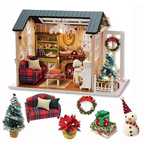 Kisoy Romantic and Cute Dollhouse Miniature DIY House Kit Creative Room Perfect DIY Gift for Friends,Lovers and Families (Sunny Holiday Time) - color: Sunny Holiday Time