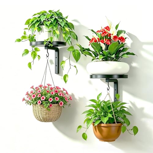 Plant Hanger Holder Window Shelf Wall Mounted Indoor, 2 Pcs Black - color: Black