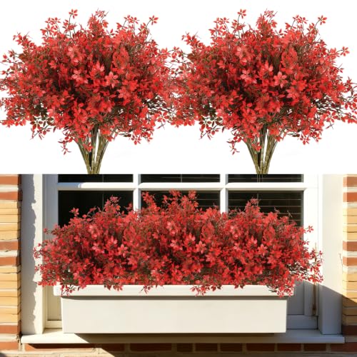 RECUTMS 10Pcs Artificial Maple Leaves Branches Fake Mums Fall Plastic Plant - color: Red Maple Leaf