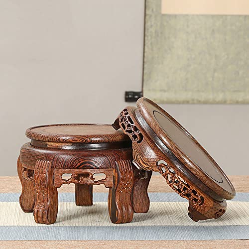 Handcrafted Circular Pedestal Vase Bonsai Statue Holder - size: A2-5.9'' inside diameter