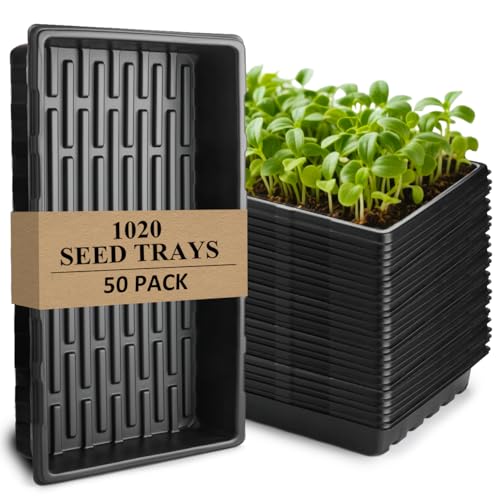 50-Pack Heavy-Duty 1020 Seed Trays No Holes, Thick Plastic Plant Flats - size: 50-Pack No-Hole 1020 Trays