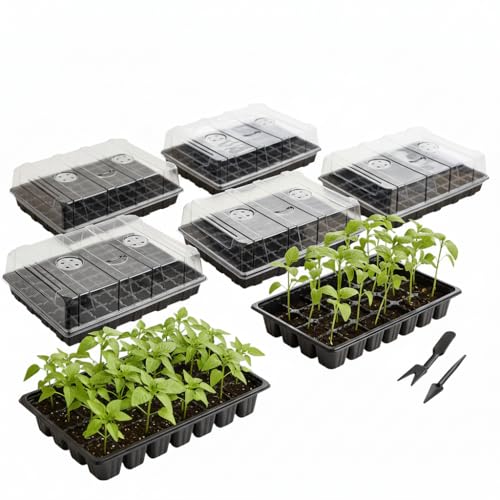 Mr. Pen- Seed Starter Tray Kit, 5 Pack, Total 350 Cells | Durable Plant Germination Trays with Humidity Vented Domes and Bases, Ideal for Seed Starting - size: 70-Cells 5-Pack
