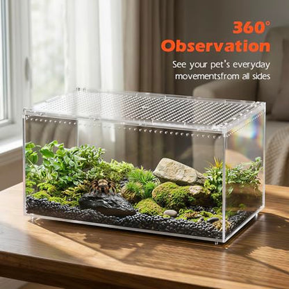 AZV Escape Proof Tarantula Enclosure,Polycarbonate Hermit Crabs Tank Large - size: Large(11.81*7.87*5.90inch)