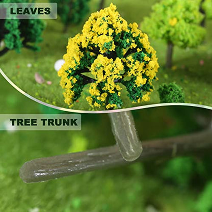 Yetaha 55Pcs Mixed Miniature Green Trees for Train Landscape DIY Decor