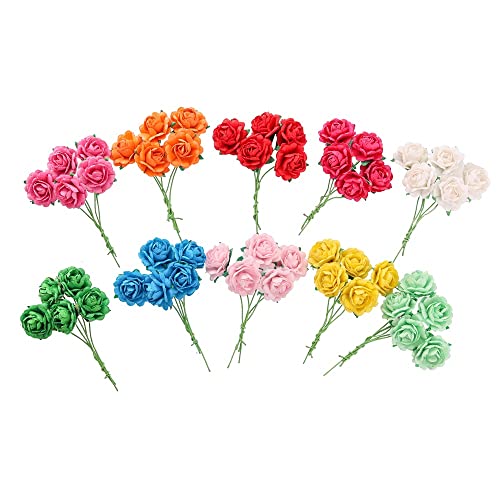Handmade Mini Heart Petals Mulberry Paper Roses 18mm, 50 PCS Paper Flowers for Crafts, Scrapbooking, Card Making, Wedding Decoration, DIY Floral Embellishments (10 Colors) - color: 10 Colors